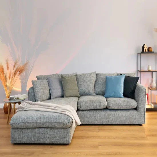 Grey Textured Corner Sofa for a Cozy Home Look
