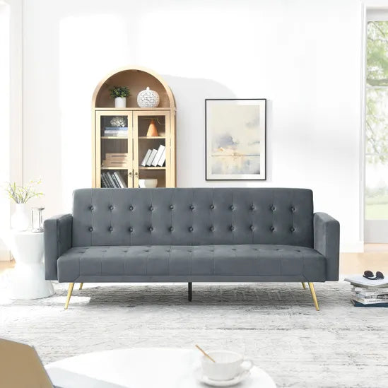 Stylish Outdoor Velvet Sofa Bed – Olivia, Grey, 3 Seater