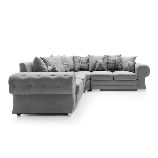 Durable Verona Corner Sofa in Light Grey Fabric