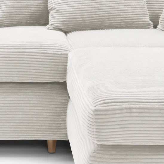White Corner Sofa for Living Room — Jumbo Cord, Modern Look