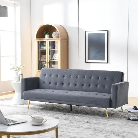 Stylish Outdoor Velvet Sofa Bed – Olivia, Grey, 3 Seater