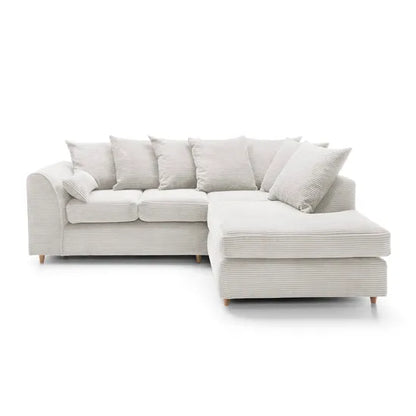 White Corner Sofa for Living Room — Jumbo Cord, Modern Look