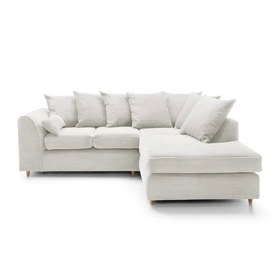 White Corner Sofa for Living Room — Jumbo Cord, Modern Look