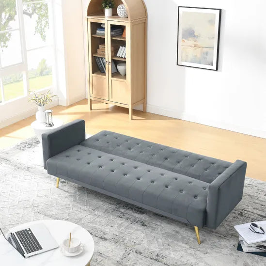 Stylish Outdoor Velvet Sofa Bed – Olivia, Grey, 3 Seater