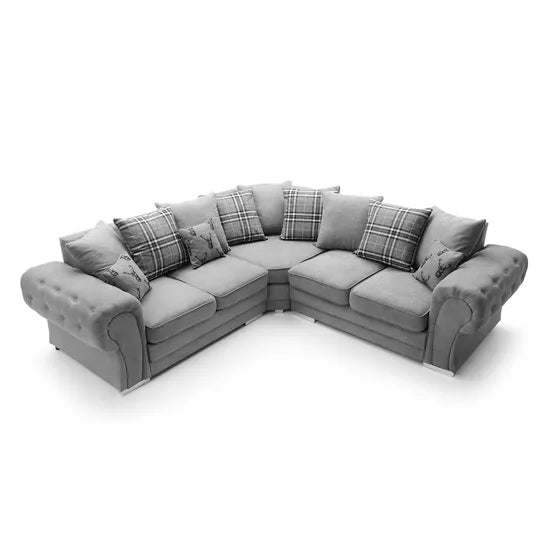 Durable Verona Corner Sofa in Light Grey Fabric