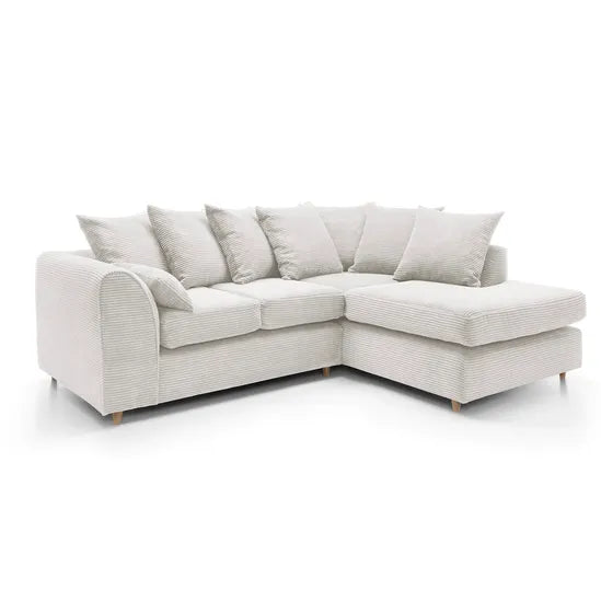 White Corner Sofa for Living Room — Jumbo Cord, Modern Look