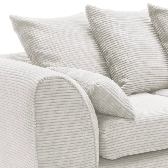 White Corner Sofa for Living Room — Jumbo Cord, Modern Look