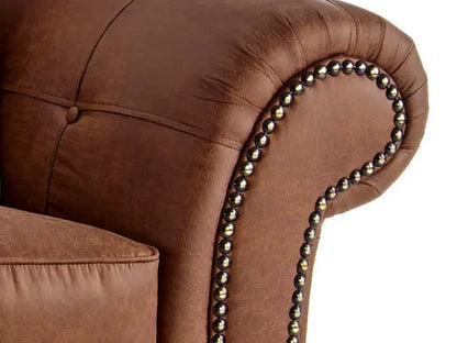 Cozy Oakland Leather & Suede 2-Seater Corner Sofa in Brown