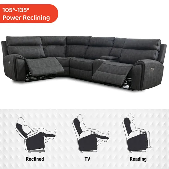 Modern Electric Recliner Sofa for Easy Relaxing in Dark Grey