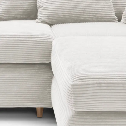 White Corner Sofa for Living Room — Jumbo Cord, Modern Look