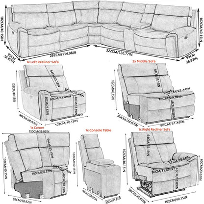 Modern Electric Recliner Sofa for Easy Relaxing in Dark Grey