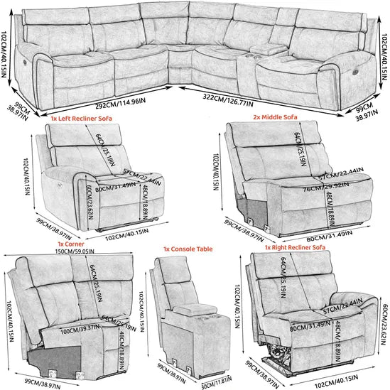 Modern Electric Recliner Sofa for Easy Relaxing in Dark Grey